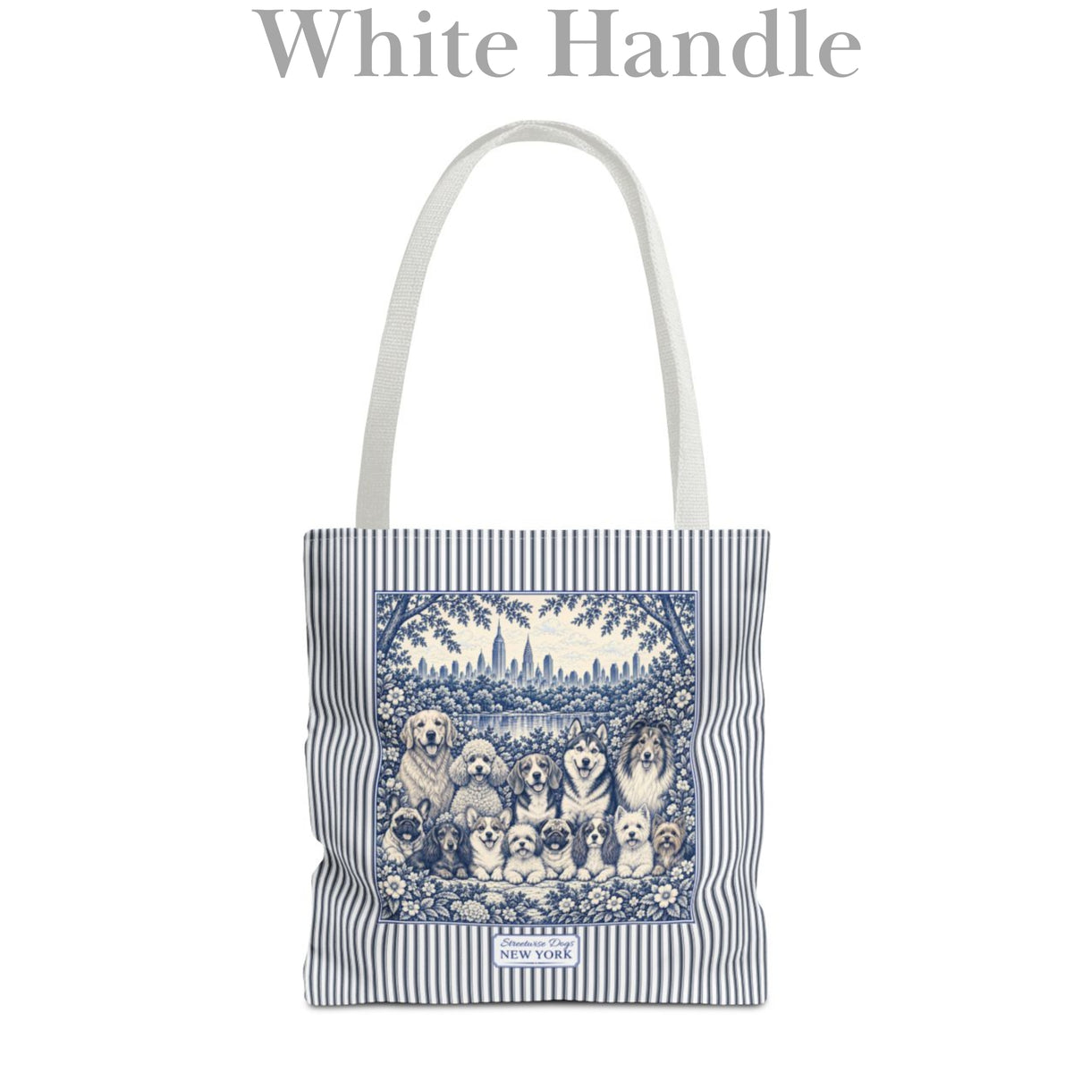 Dogs in New York, Blue Flora & Fauna Durable Tote Bag