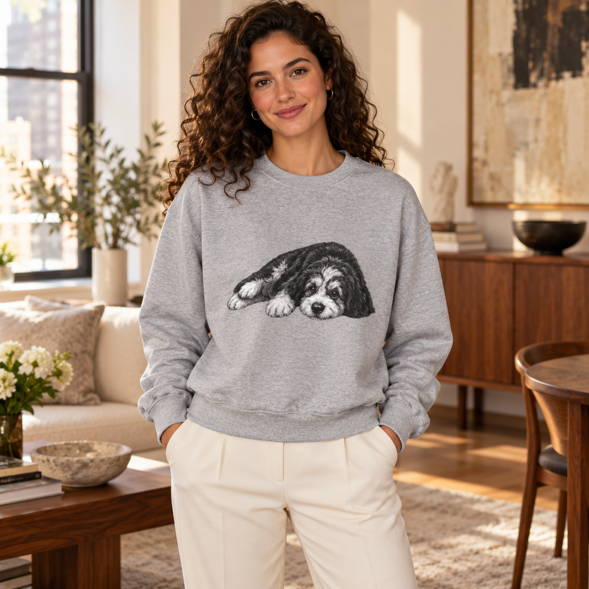 Bernedoodle, Unisex Extra Comfortable Crewneck Sweatshirt