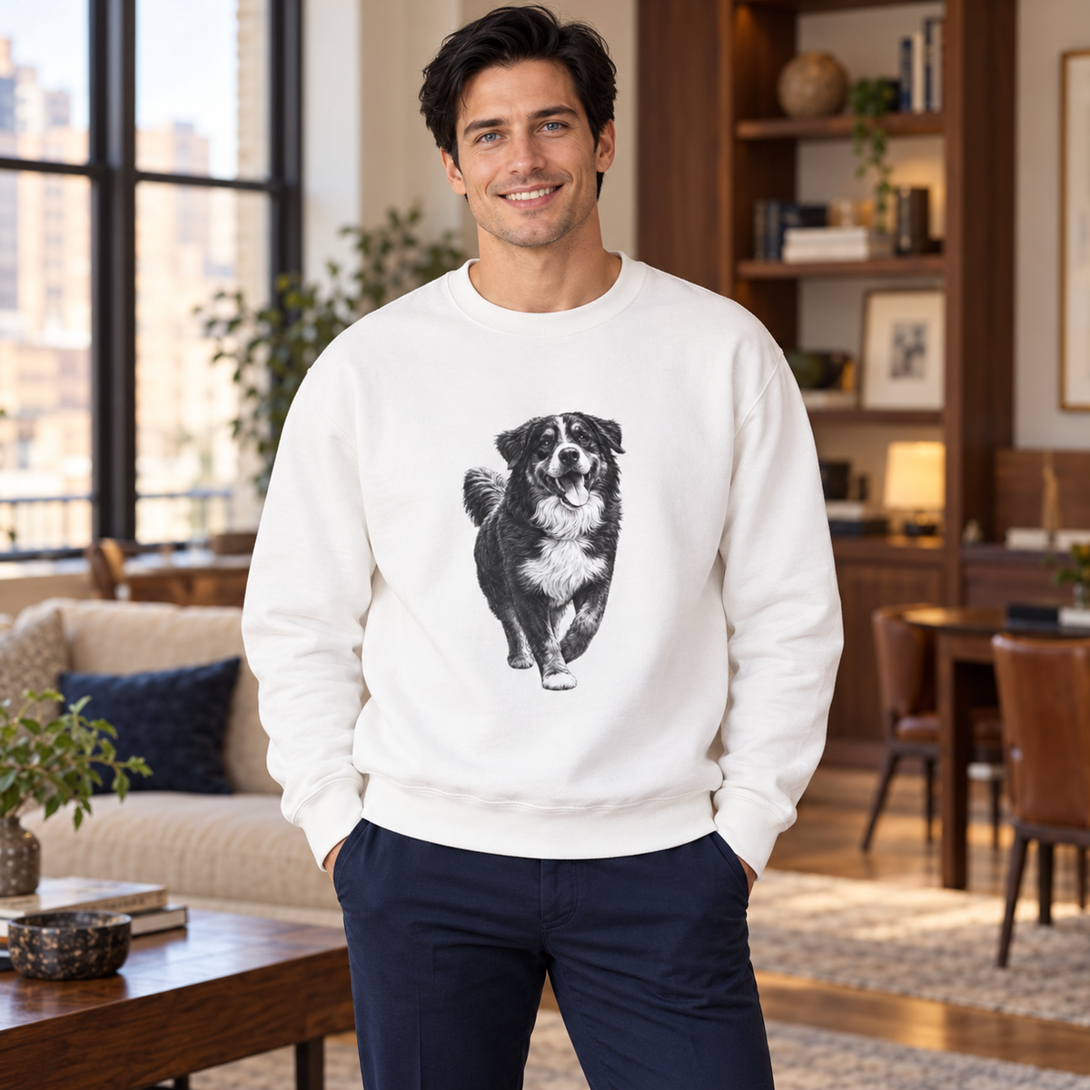 Bernese Mountain Dog, Unisex Extra Comfortable Crewneck Sweatshirt