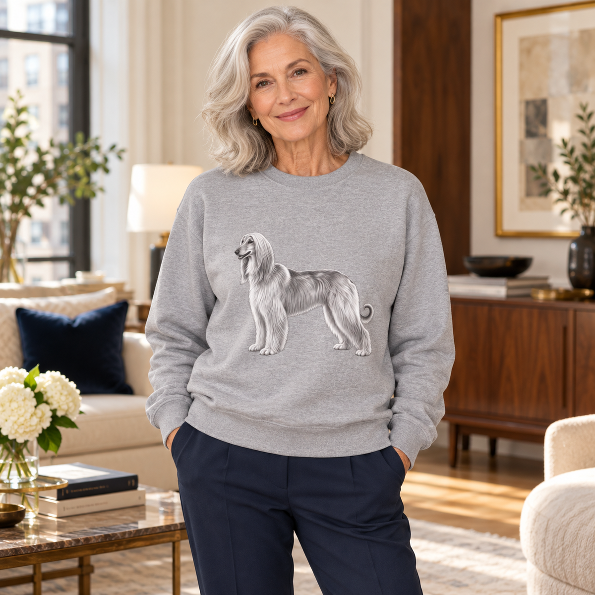 Afghan Hound, Unisex Extra Comfortable Crewneck Sweatshirt