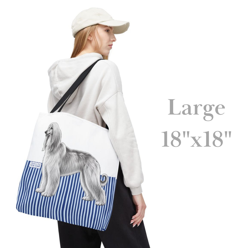 Afghan, Blue Flora & Fauna Durable Tote Bag