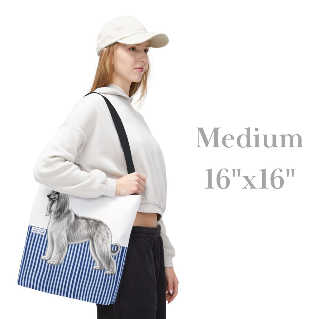 Afghan, Blue Flora & Fauna Durable Tote Bag