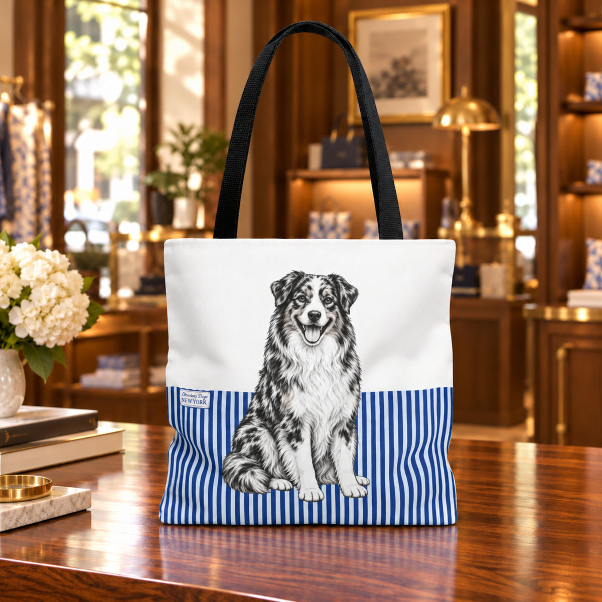 Australian Shepherd, Blue Stripe Durable Tote Bag