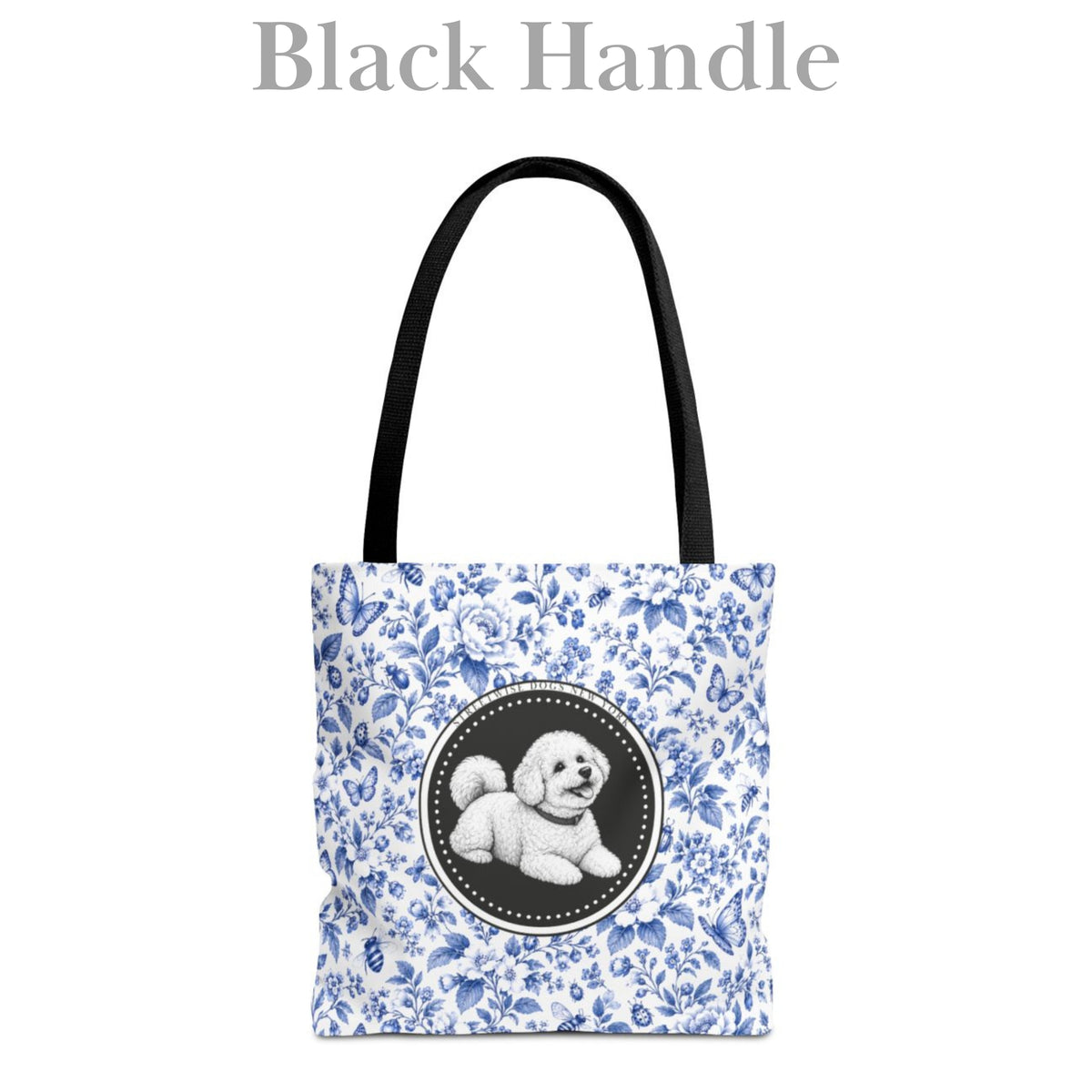 Bichon Frisé, Blue Flora & Fauna Durable Tote Bag