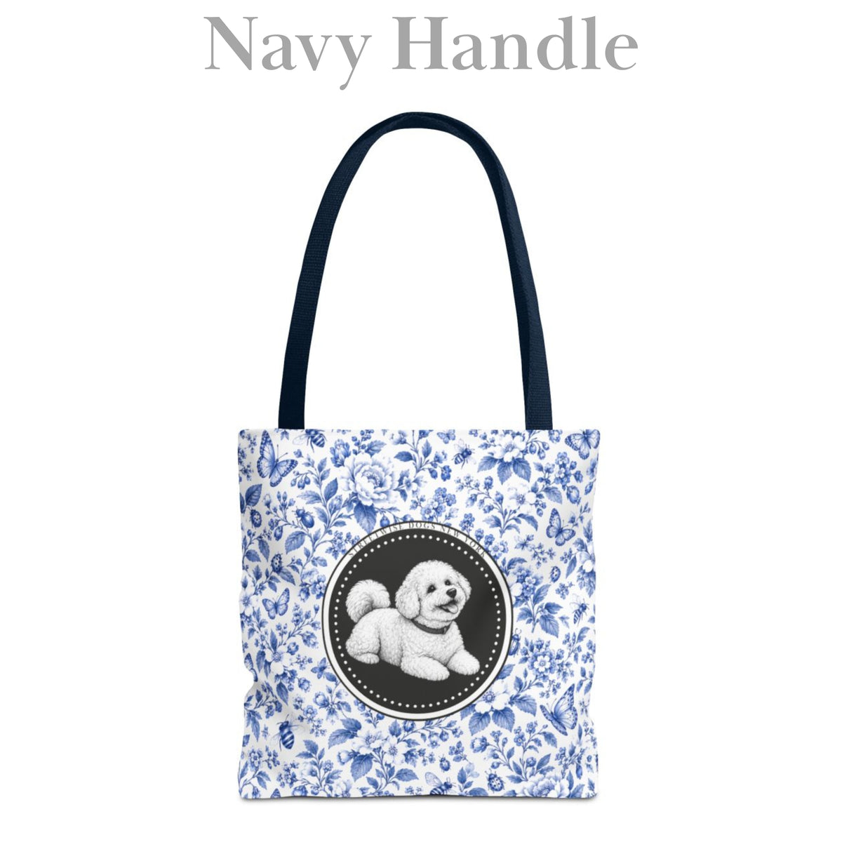 Bichon Frisé, Blue Flora & Fauna Durable Tote Bag