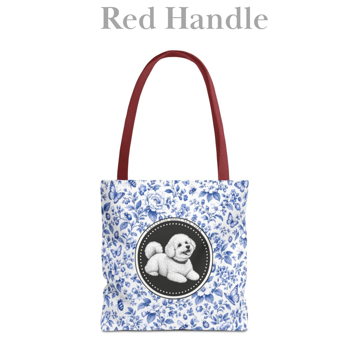 Bichon Frisé, Blue Flora & Fauna Durable Tote Bag