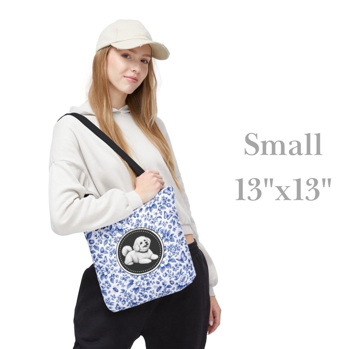 Bichon Frisé, Blue Flora & Fauna Durable Tote Bag