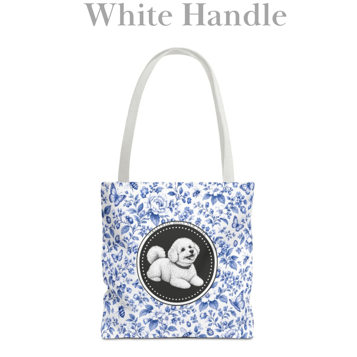 Bichon Frisé, Blue Flora & Fauna Durable Tote Bag