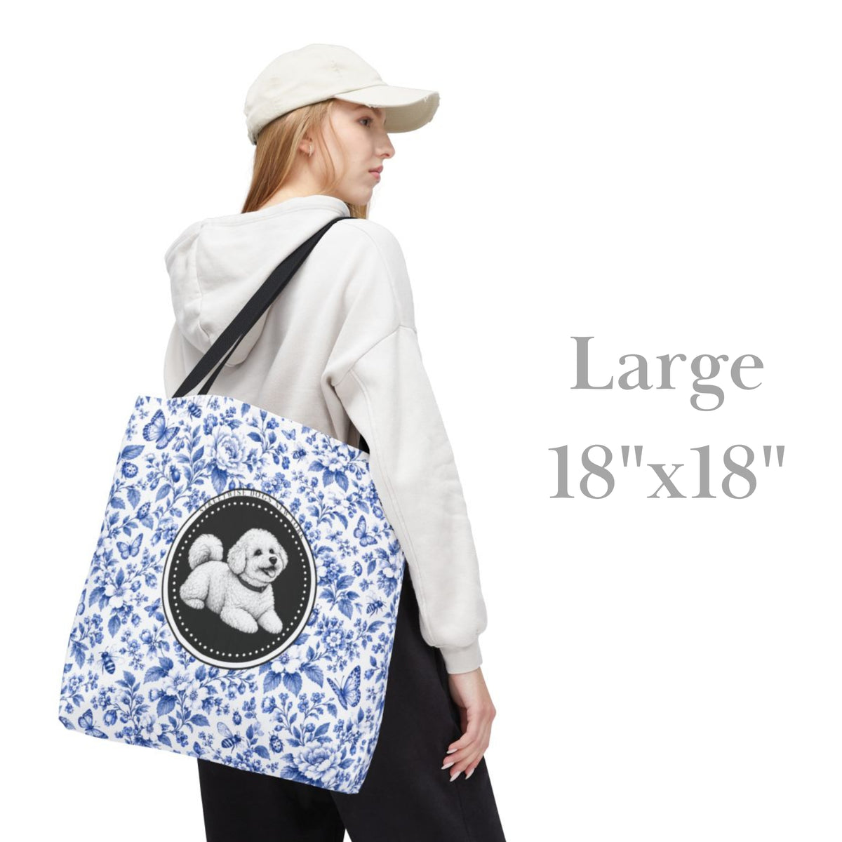 Bichon Frisé, Blue Flora & Fauna Durable Tote Bag
