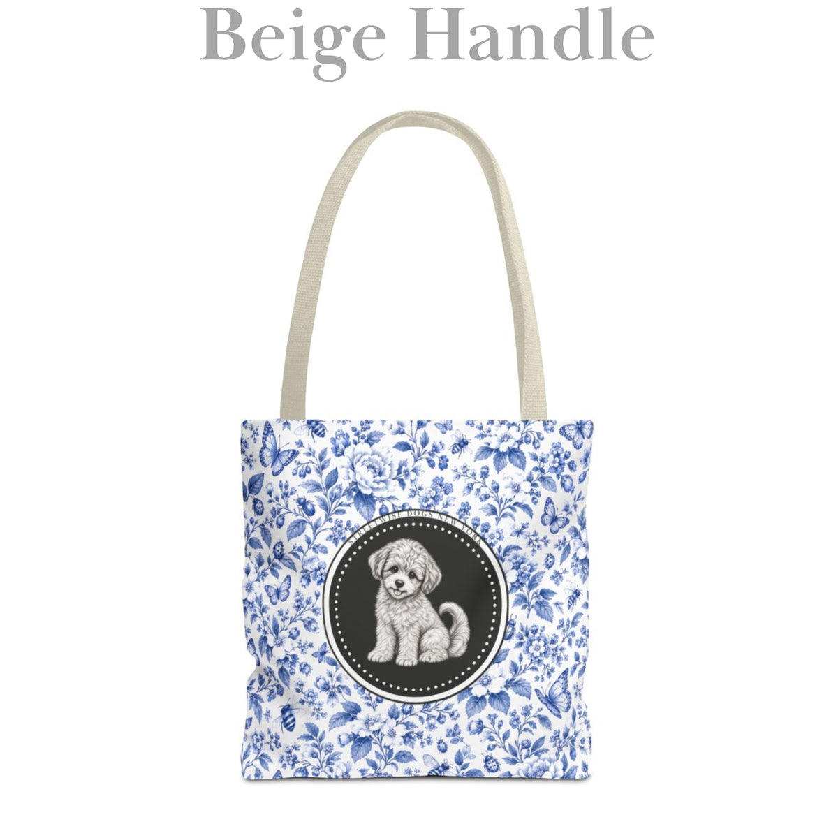 Cavapoo, Blue Flora & Fauna Durable Tote Bag