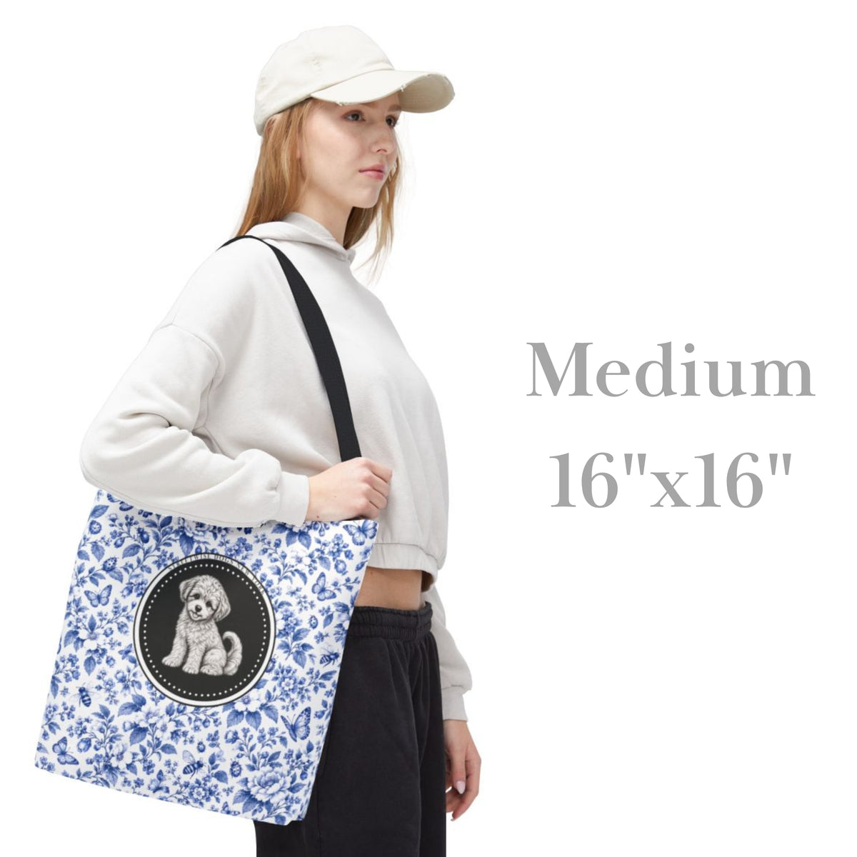 Cavapoo, Blue Flora & Fauna Durable Tote Bag