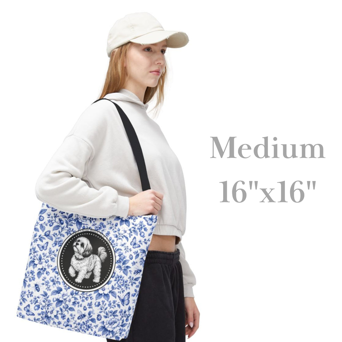 Shih Tzu, Blue Stripe Durable Tote Bag