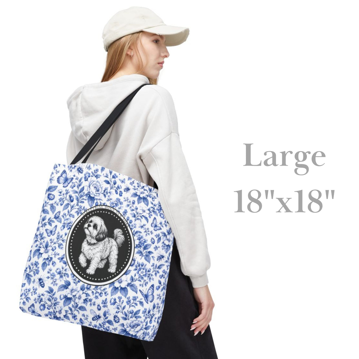 Shih Tzu, Blue Stripe Durable Tote Bag