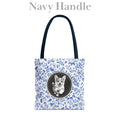 Corgi, Blue Flora & Fauna Durable Tote Bag