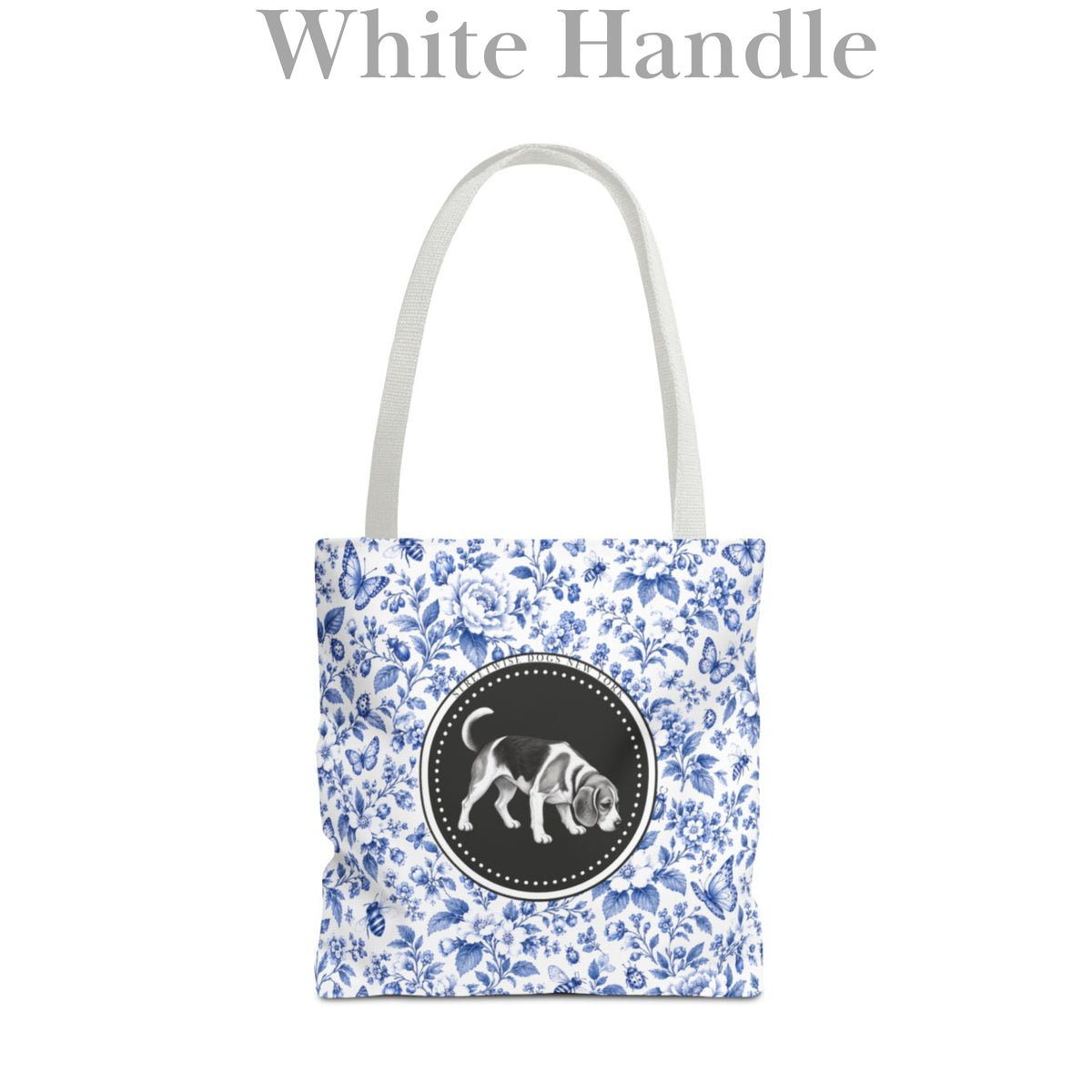 Beagle, Blue Floral Durable Tote Bag