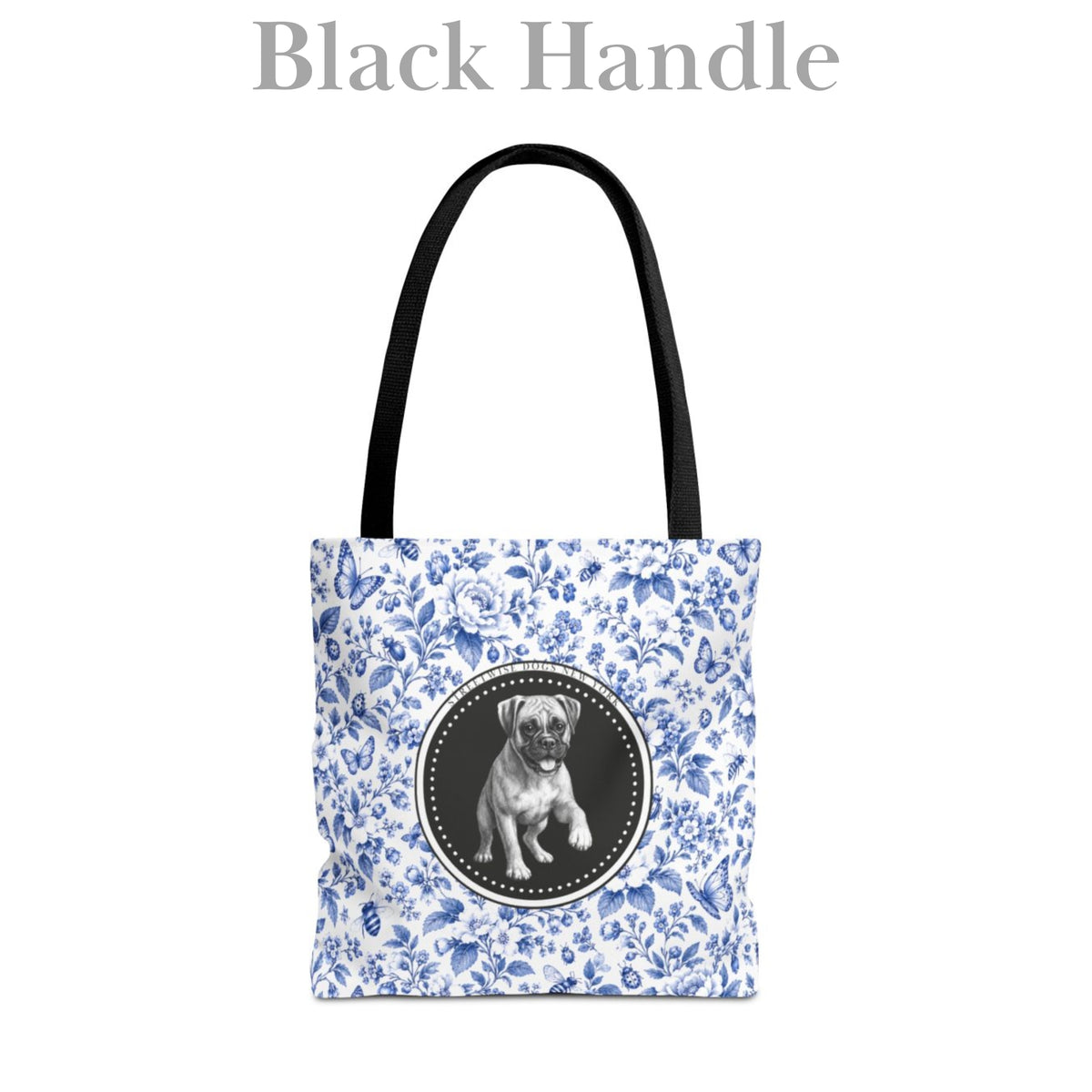 Boxer, Durable Blue Floral Tote Bag