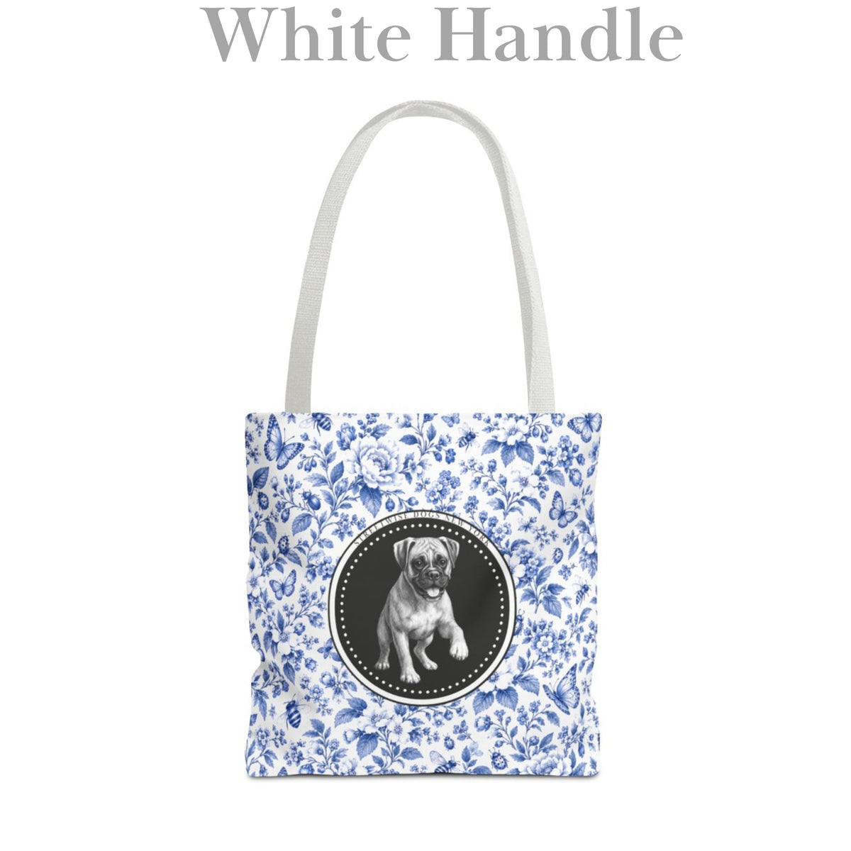 Boxer, Durable Blue Floral Tote Bag