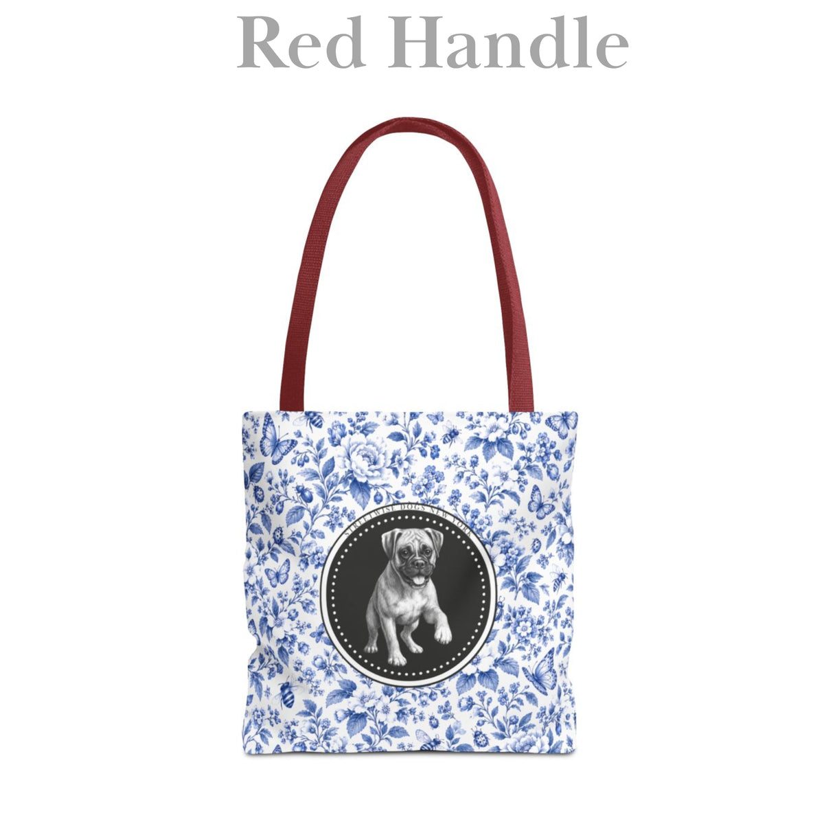 Boxer, Durable Blue Floral Tote Bag