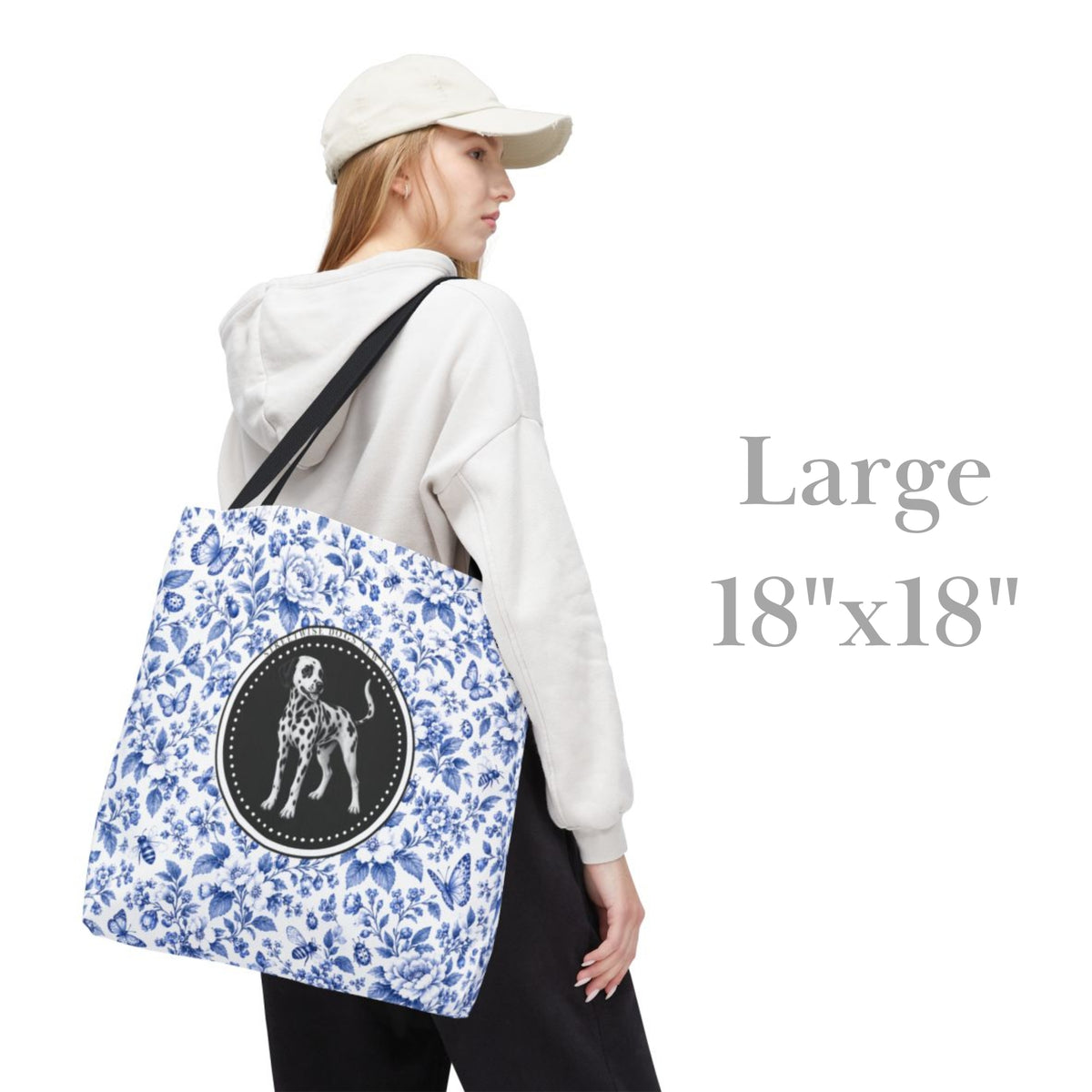 Dalmatian, Blue Floral Tote Bag