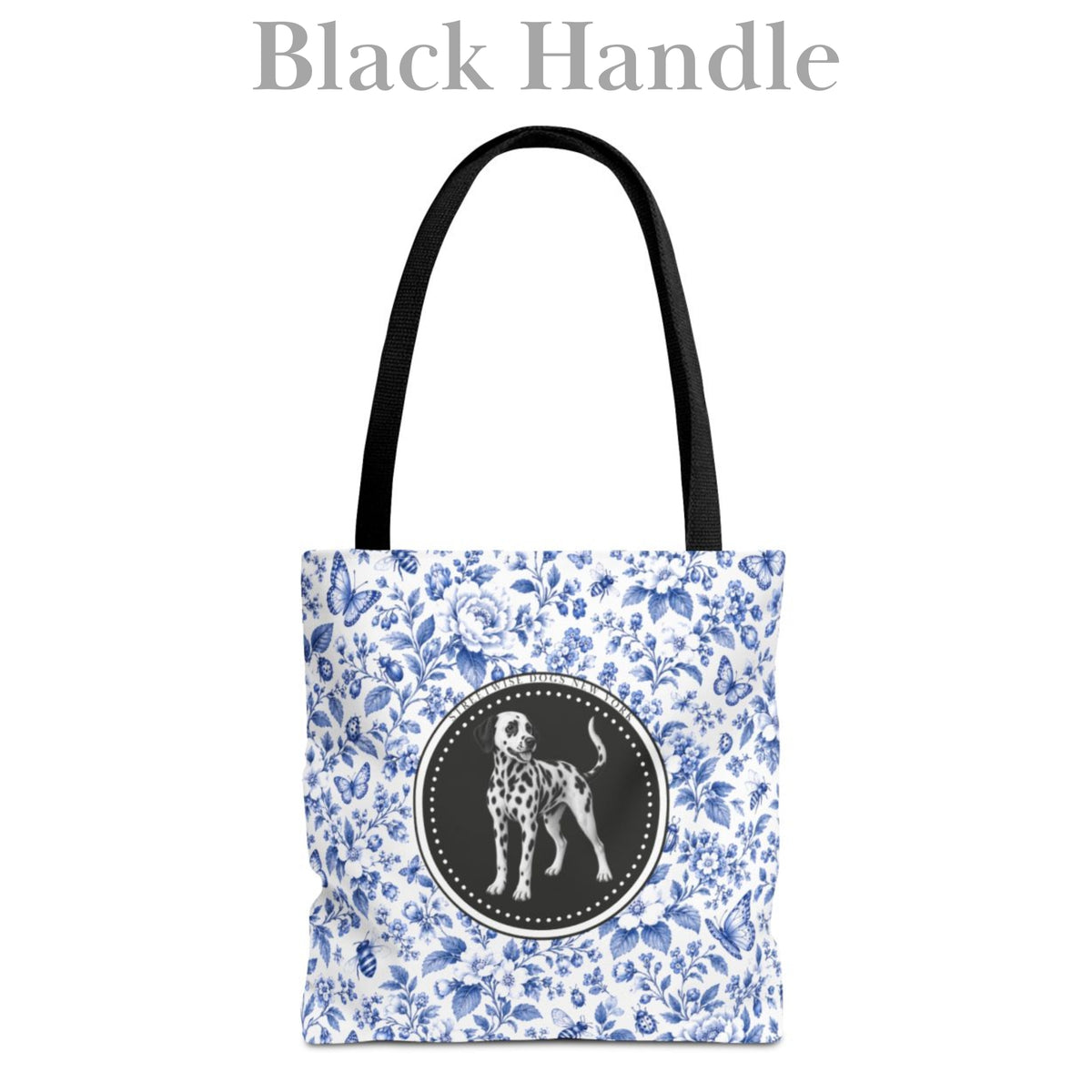 Dalmatian, Blue Floral Tote Bag