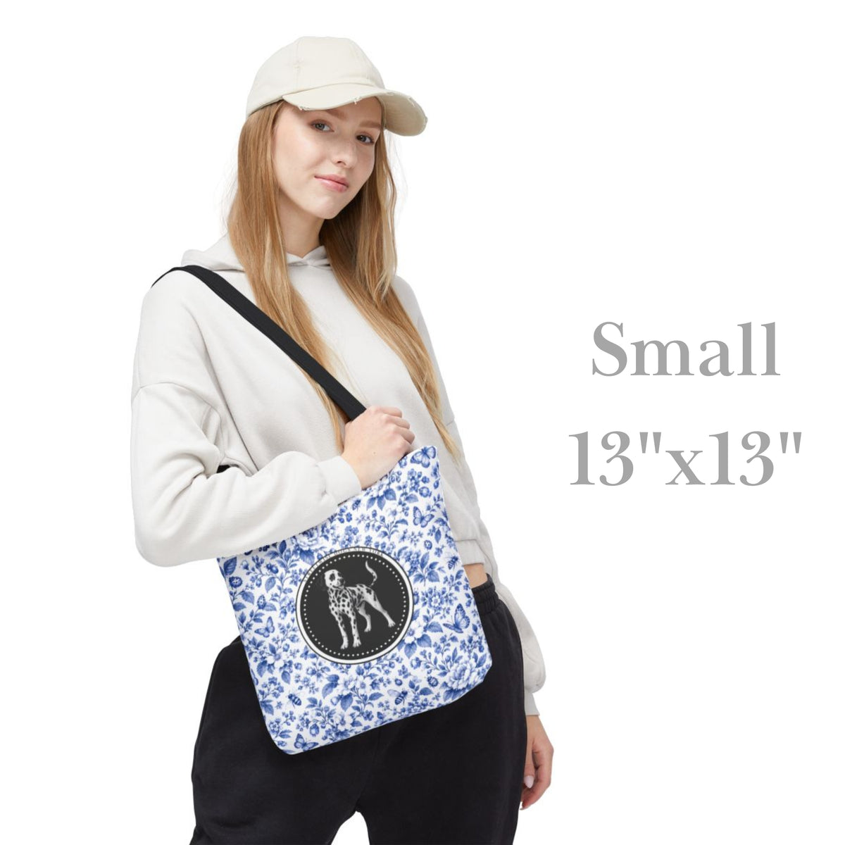 Dalmatian, Blue Floral Tote Bag