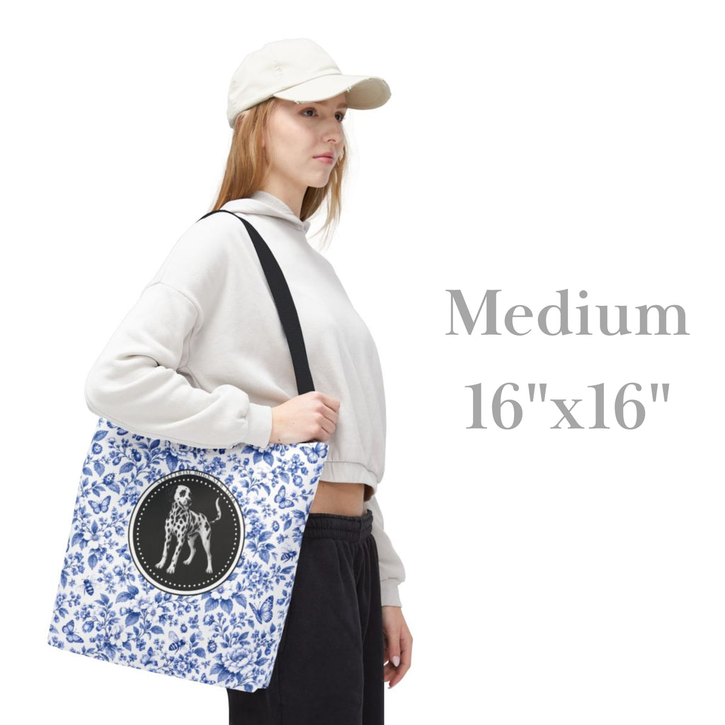 Dalmatian, Blue Floral Tote Bag