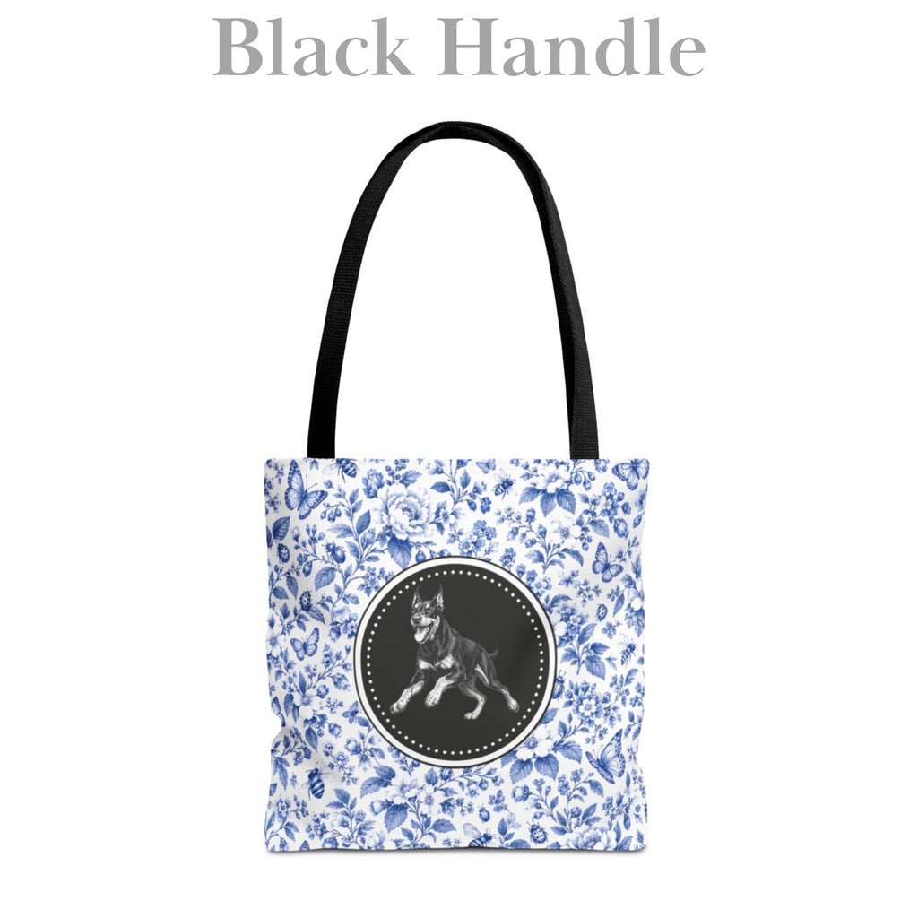 Doberman, Blue Floral Tote Bag