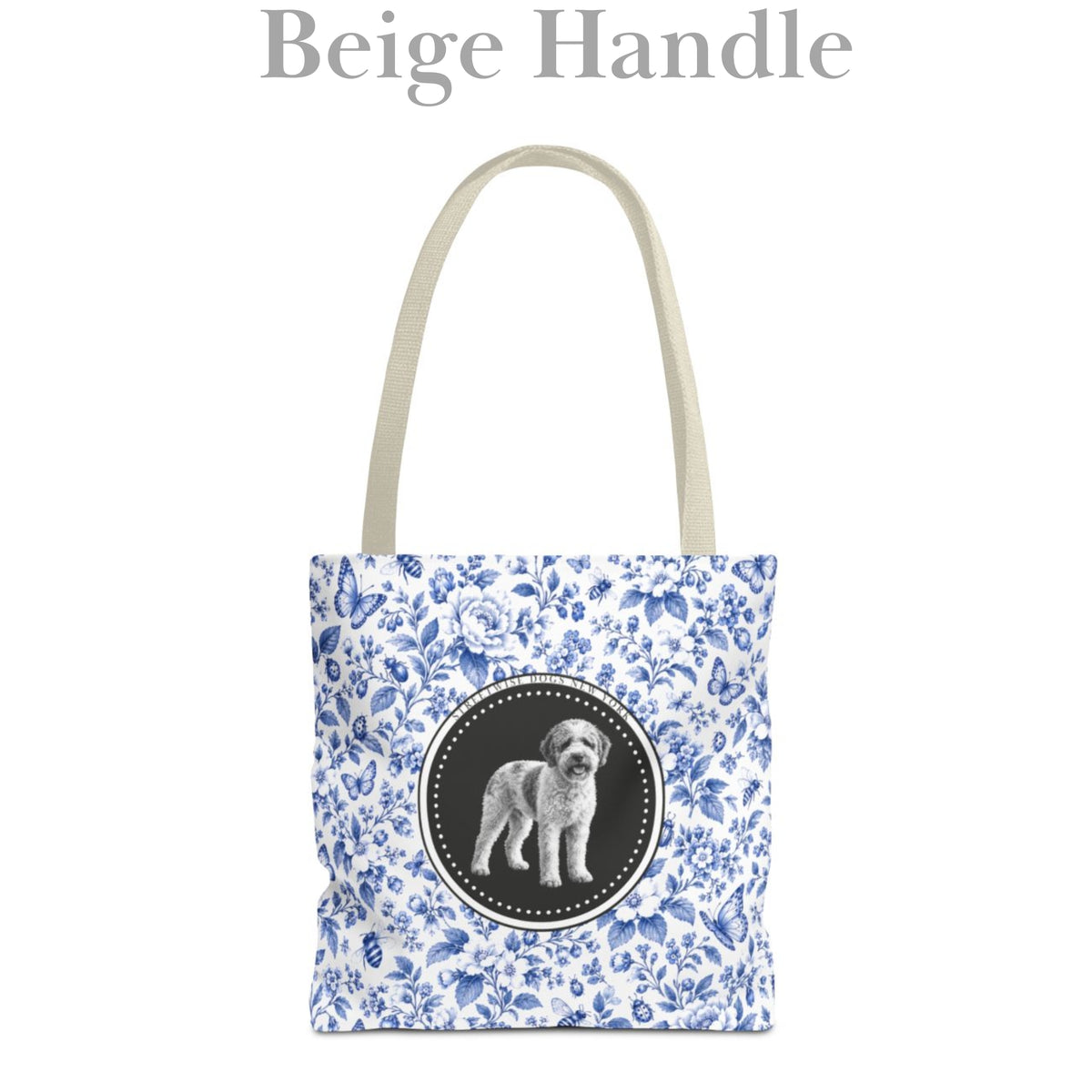 Lagotto Romagnolo, Durable Blue and White Tote Bag