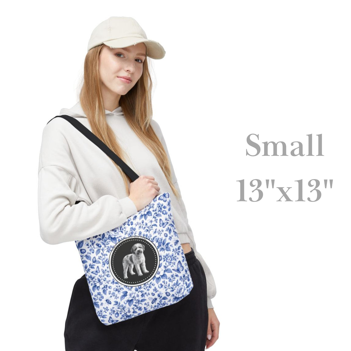 Lagotto Romagnolo, Durable Blue and White Tote Bag