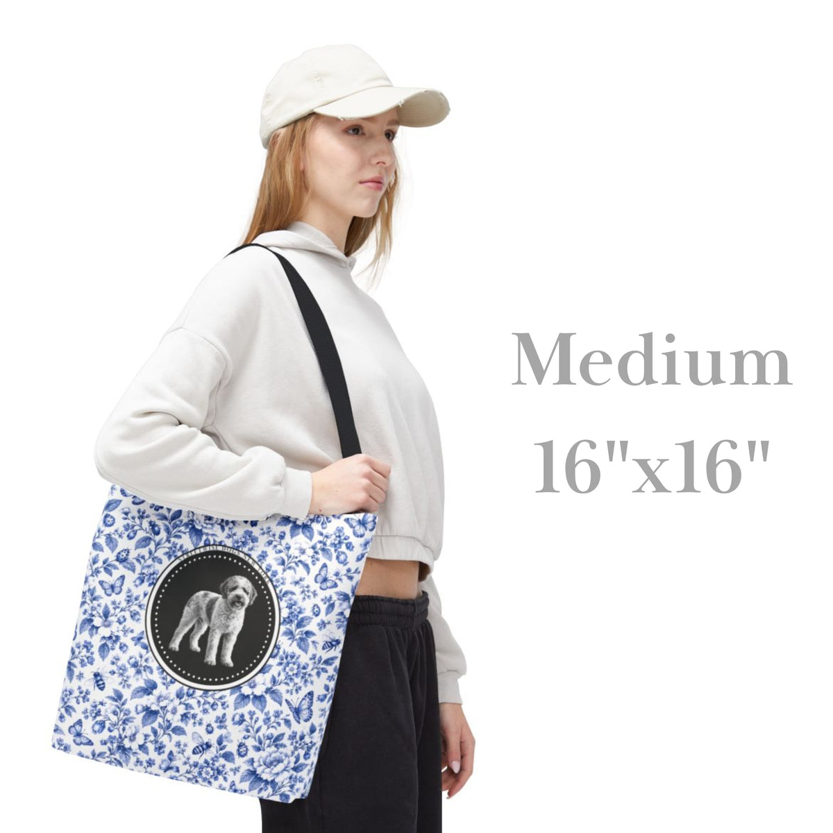 Lagotto Romagnolo, Durable Blue and White Tote Bag