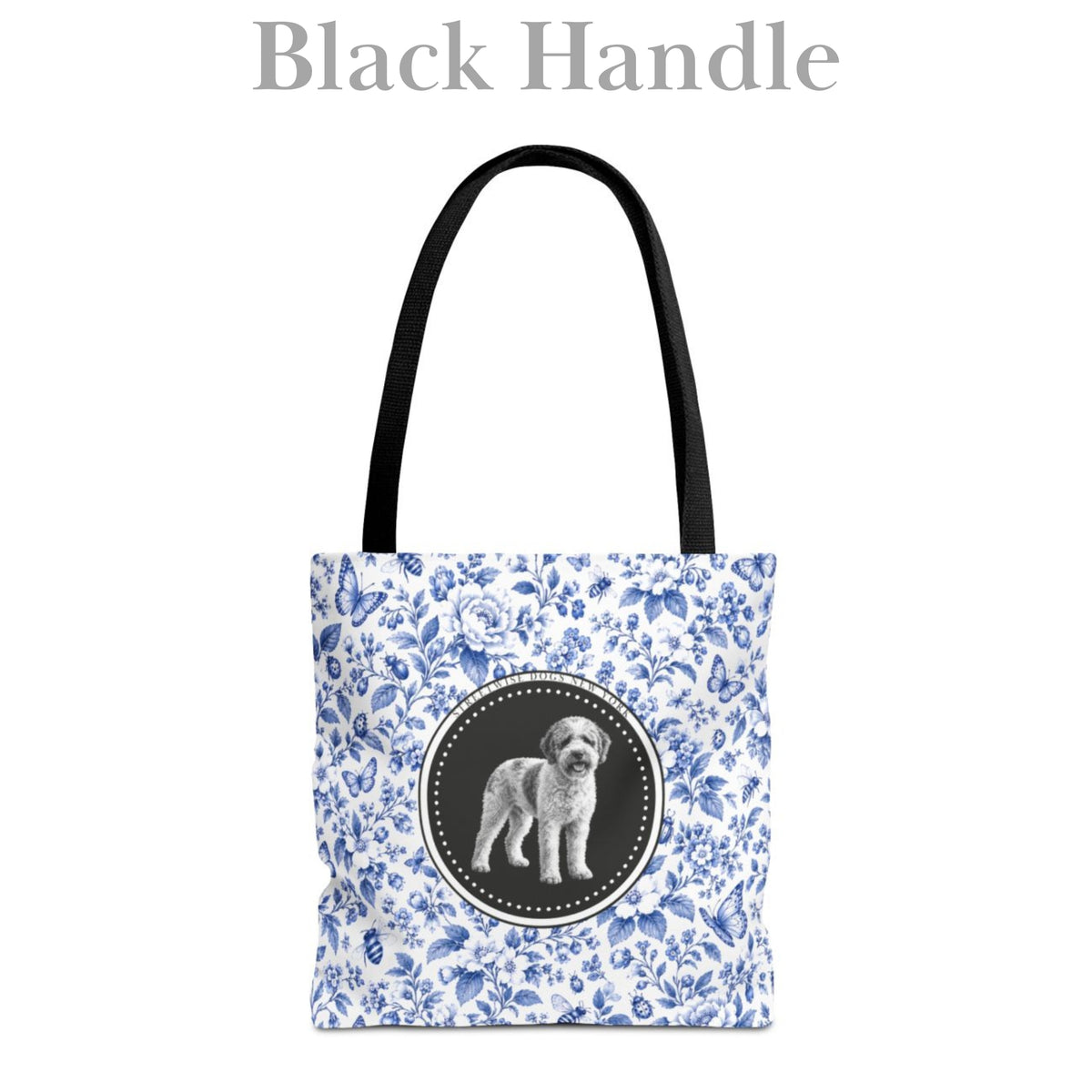 Lagotto Romagnolo, Durable Blue and White Tote Bag