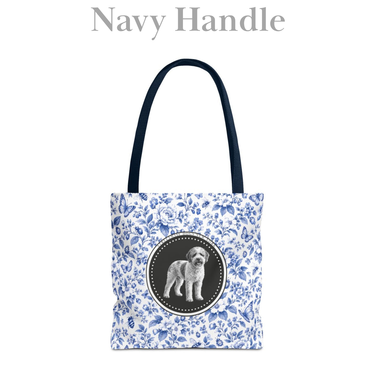 Lagotto Romagnolo, Durable Blue and White Tote Bag