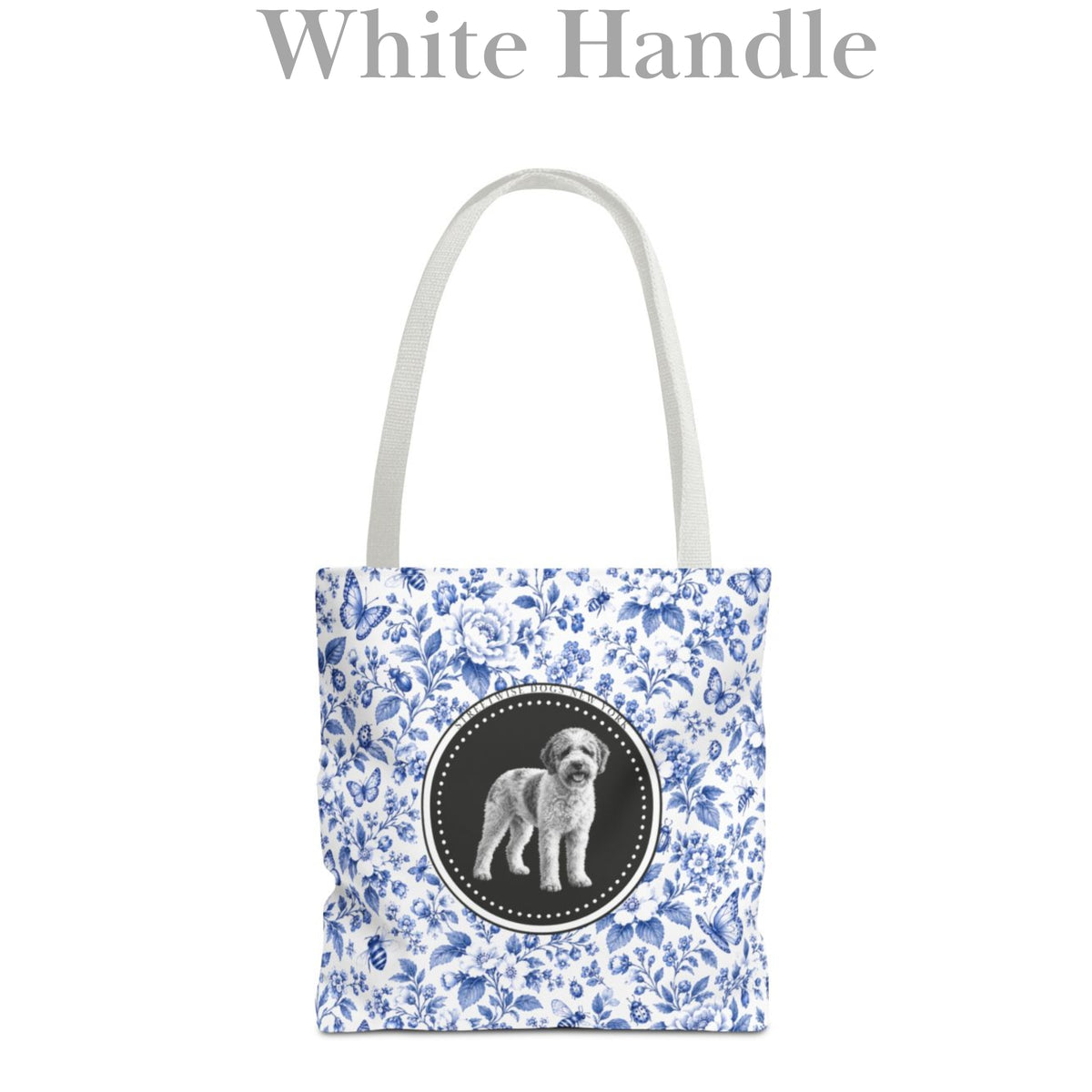 Lagotto Romagnolo, Durable Blue and White Tote Bag