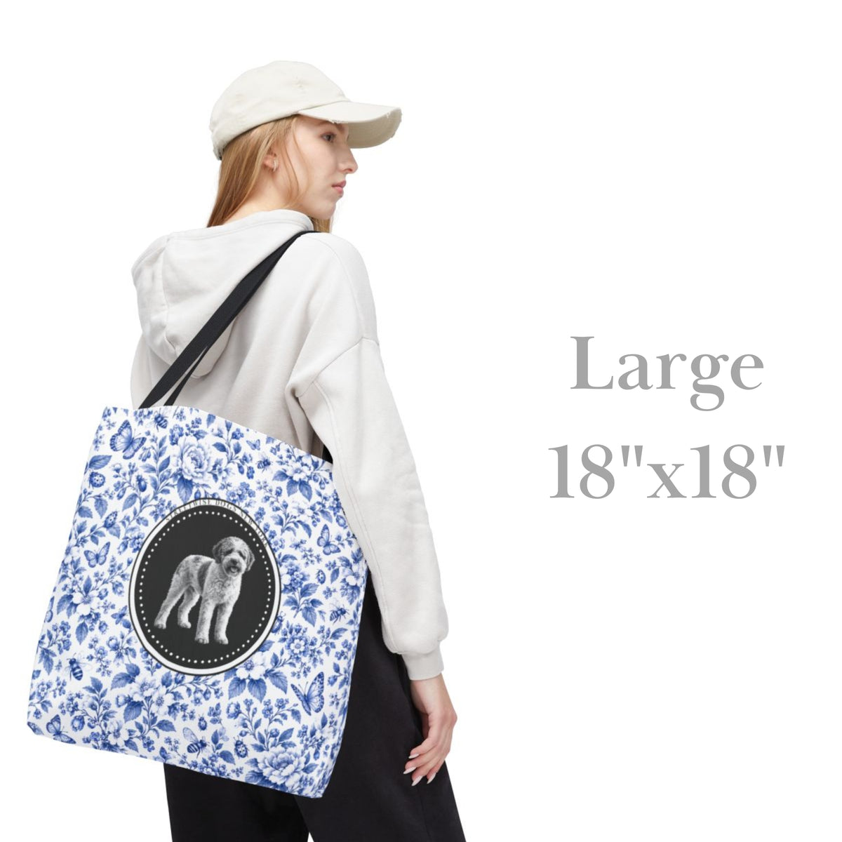 Lagotto Romagnolo, Durable Blue and White Tote Bag