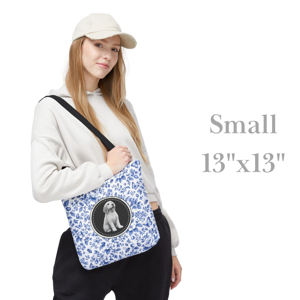 Spinone Italiano, Blue Floral Tote Bag