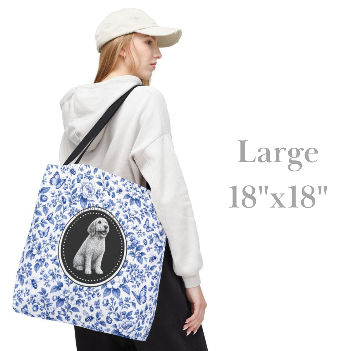 Spinone Italiano, Blue Floral Tote Bag