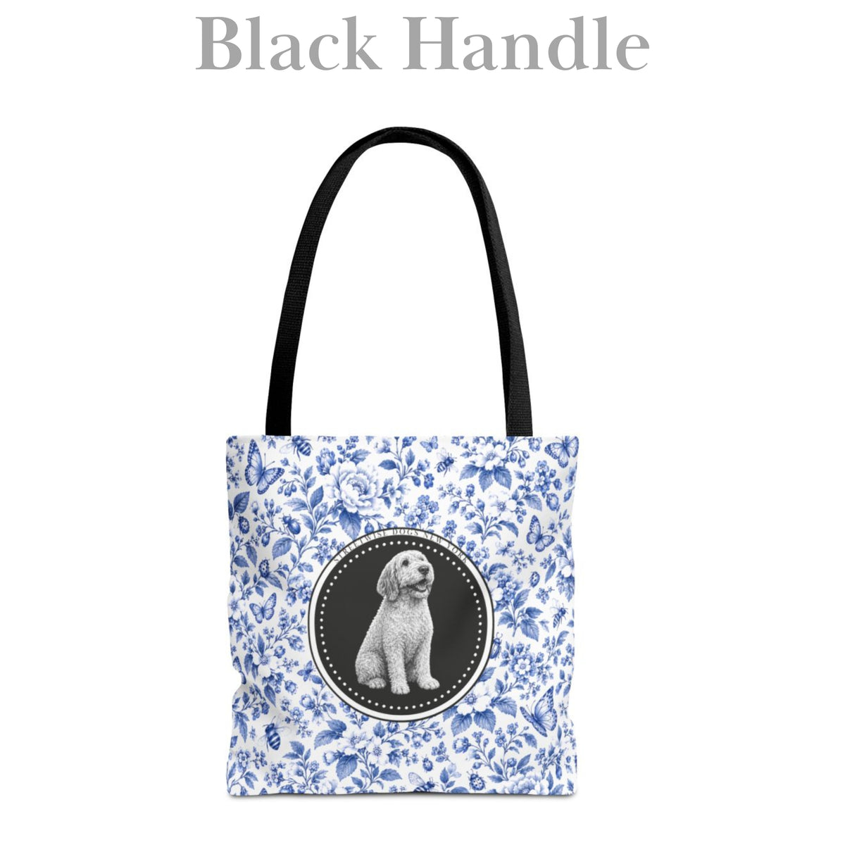 Spinone Italiano, Blue Floral Tote Bag