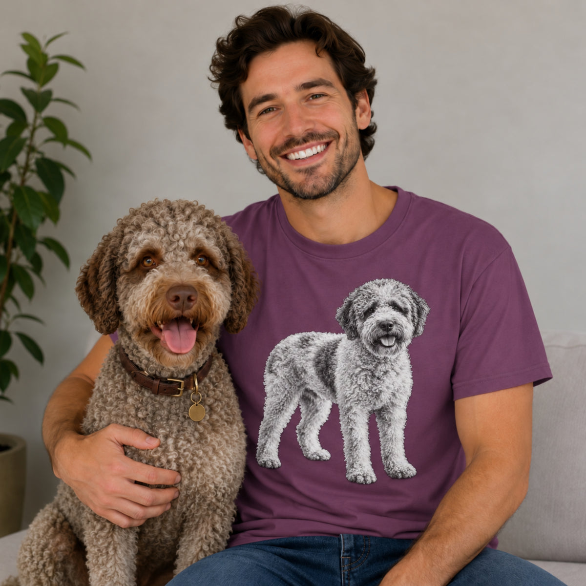 Lagotto Romagnolo , Illustrated Unisex T-Shirt | Exceptional Comfort