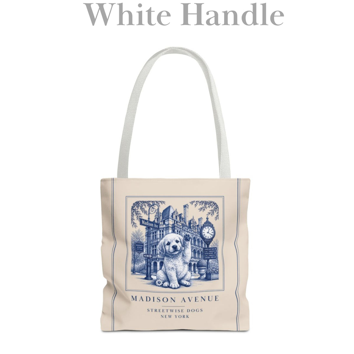 Madison Avenue New York Golden Retriever: Durable Tote Bag