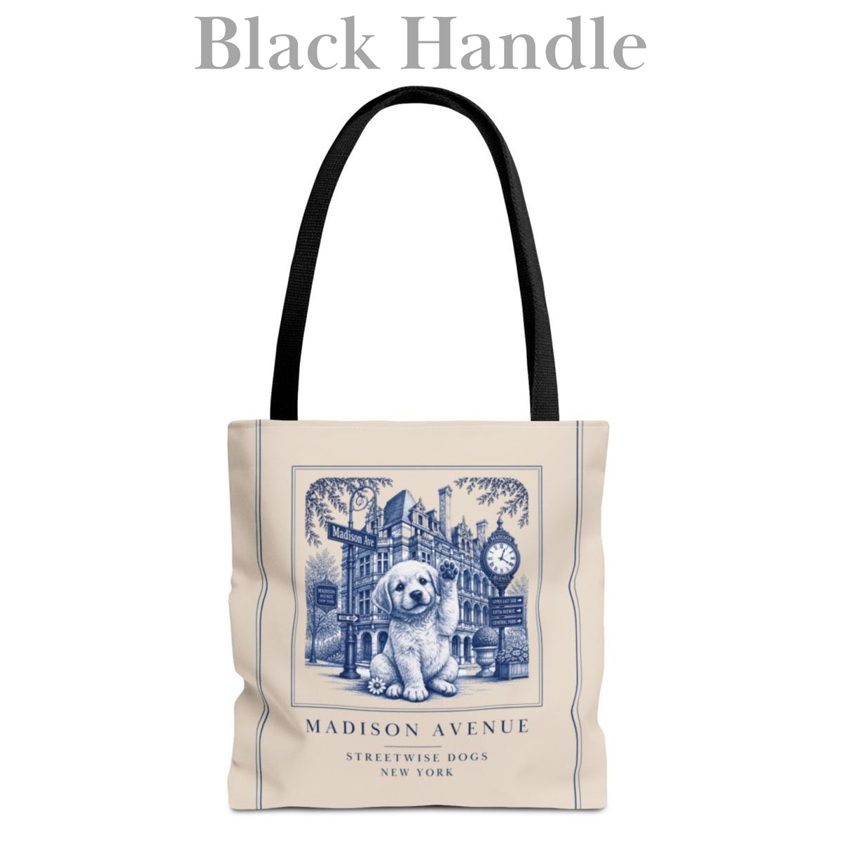 Madison Avenue New York Golden Retriever: Durable Tote Bag