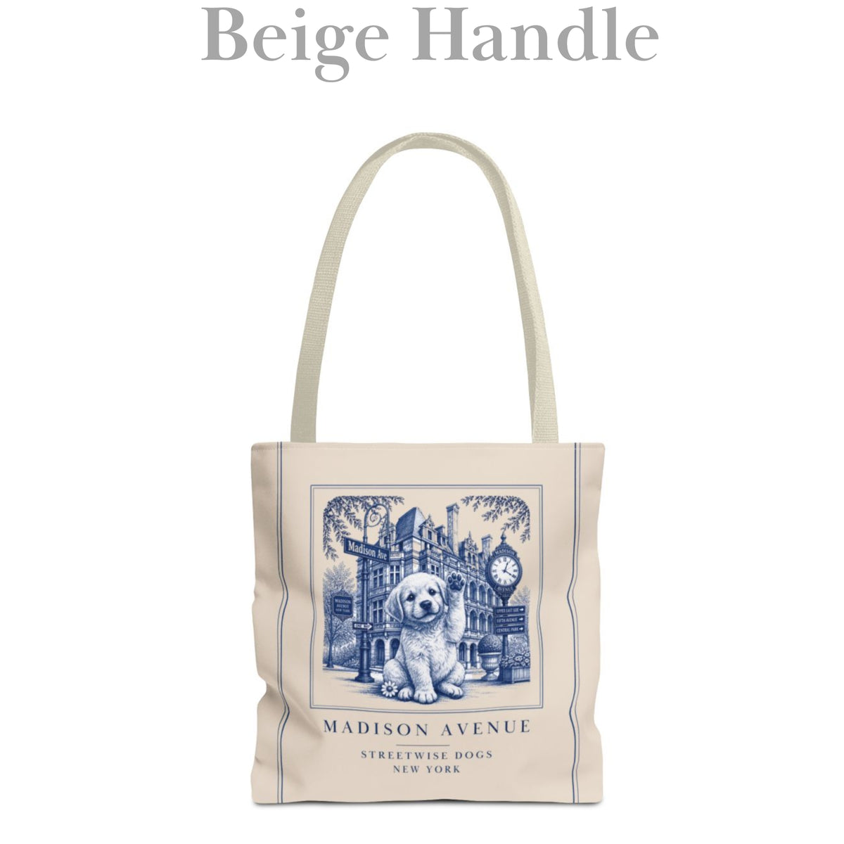 Madison Avenue New York Golden Retriever: Durable Tote Bag