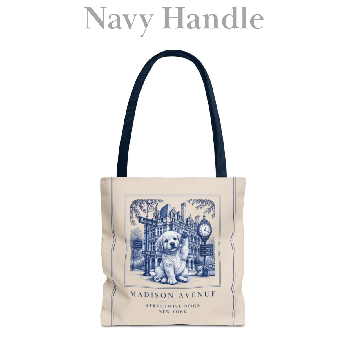 Madison Avenue New York Golden Retriever: Durable Tote Bag
