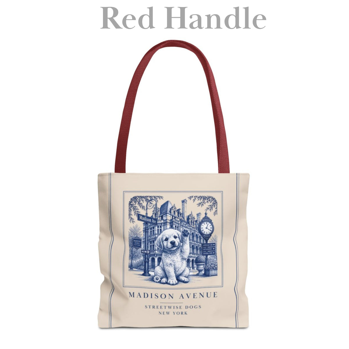 Madison Avenue New York Golden Retriever: Durable Tote Bag