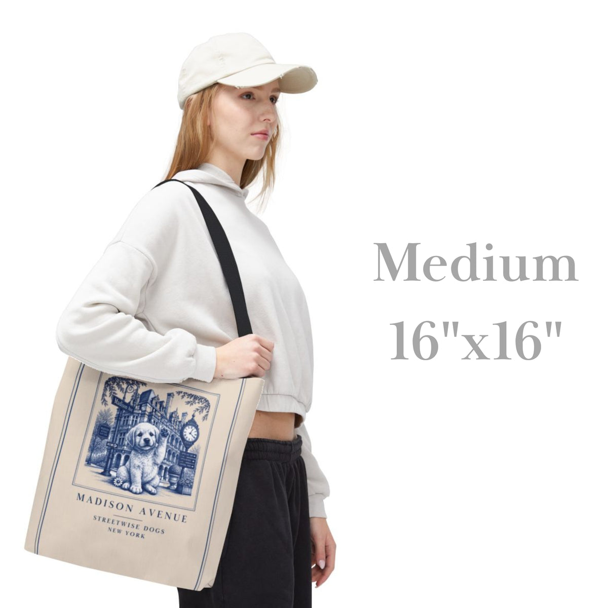 Madison Avenue New York Golden Retriever: Durable Tote Bag