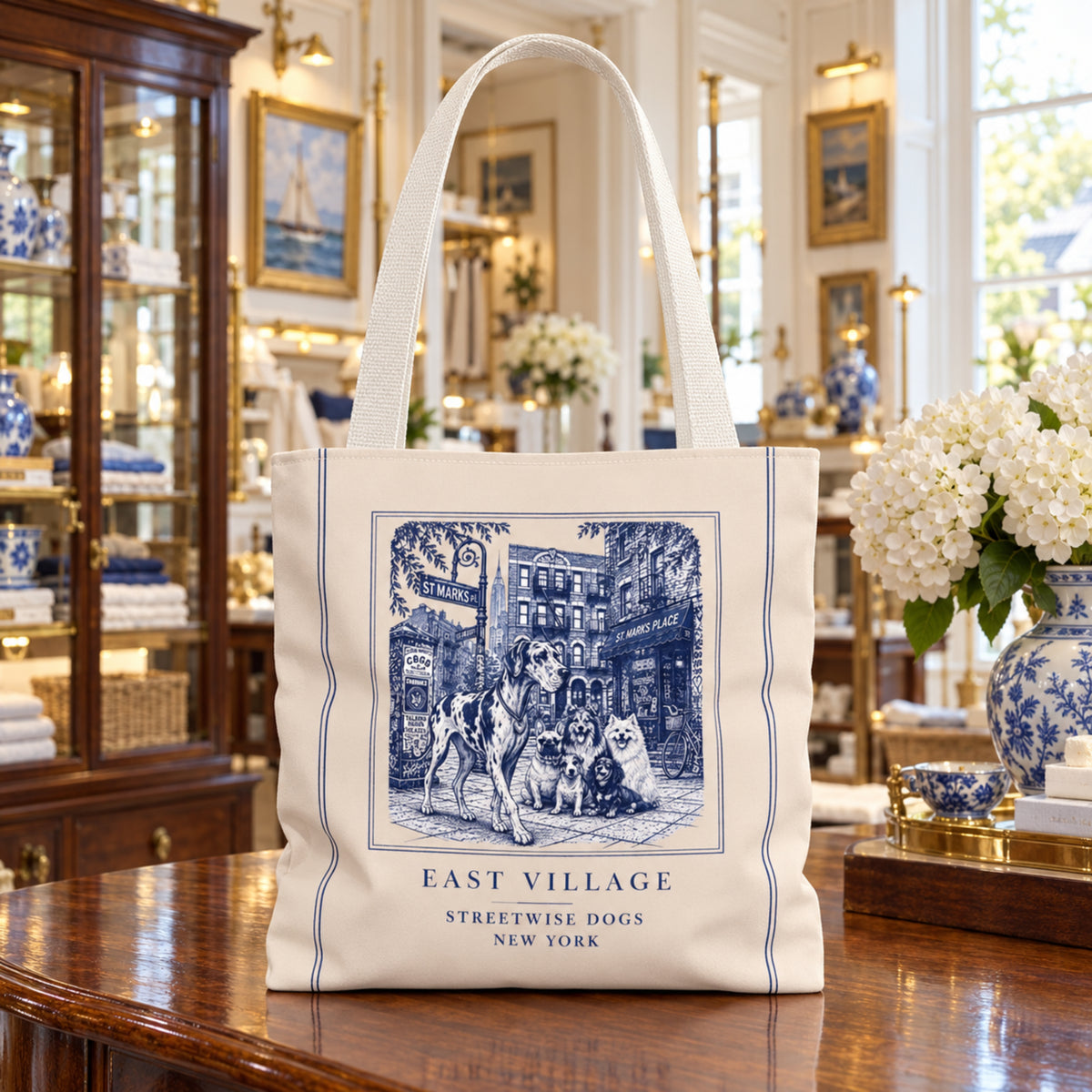 East Village New York Great Dane: Durable Tote Bag