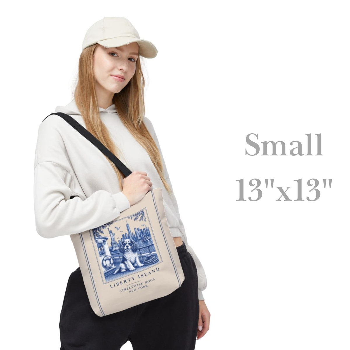 Liberty Island New York Cavalier King Charles Spaniel: Durable Tote Bag