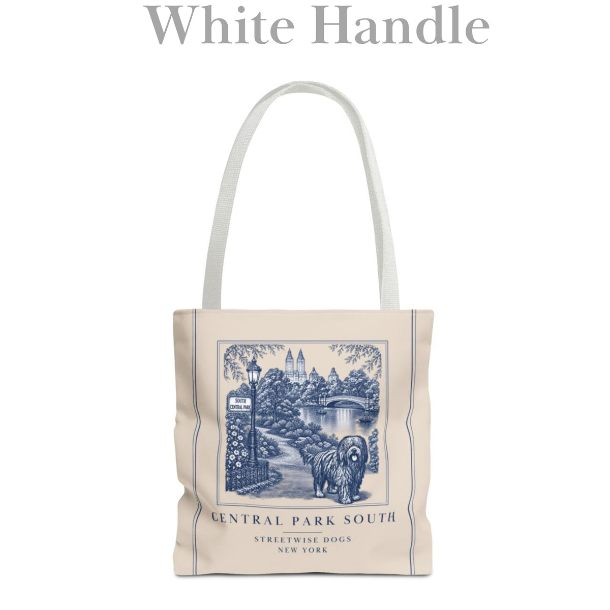 Central Park South New York Bergamasco: Durable Tote Bag