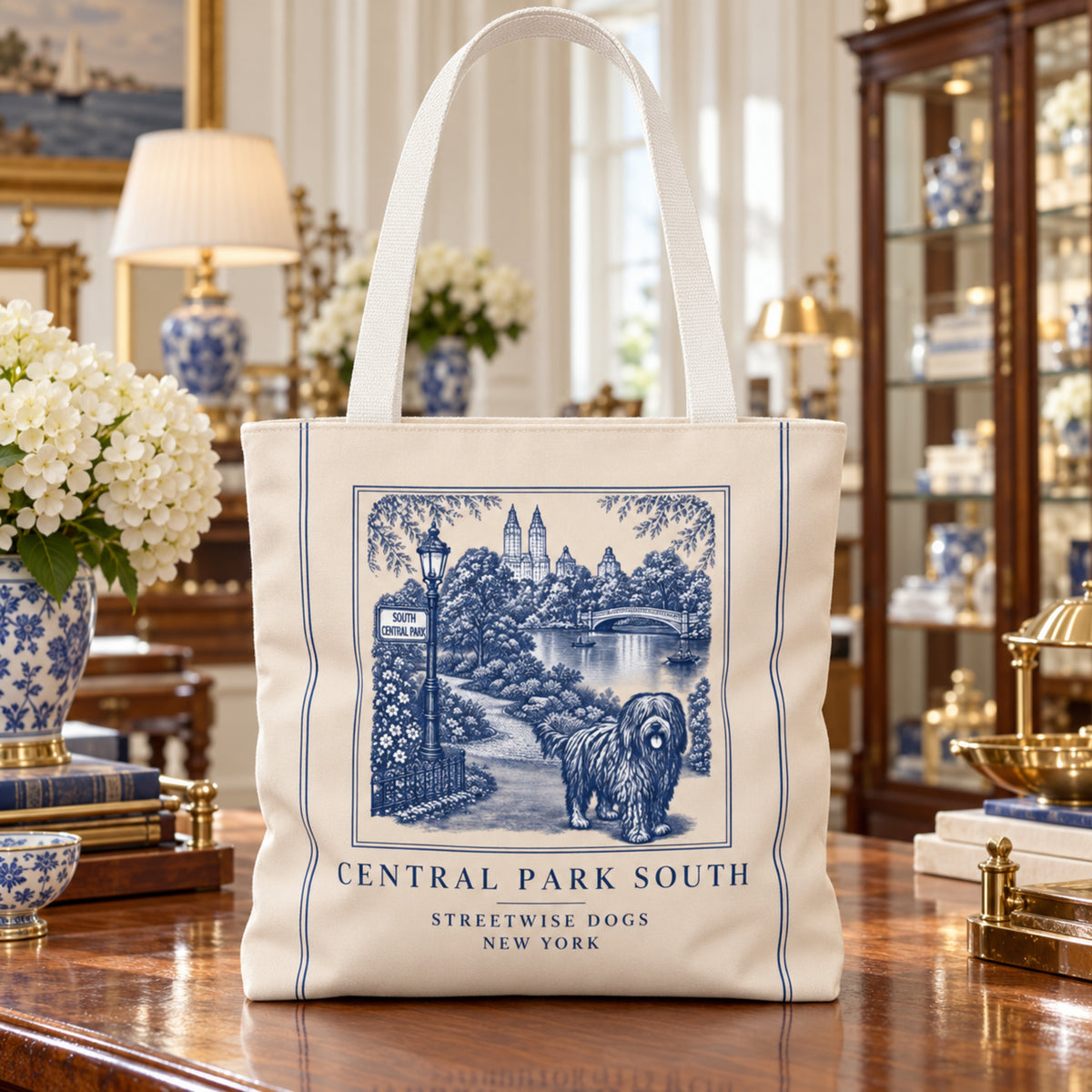 Central Park South New York Bergamasco: Durable Tote Bag