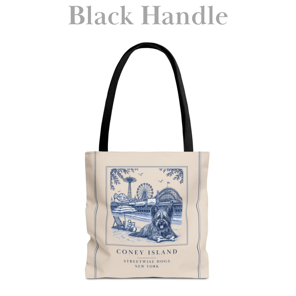 Coney Island New York Skye Terrier: Durable Tote Bag