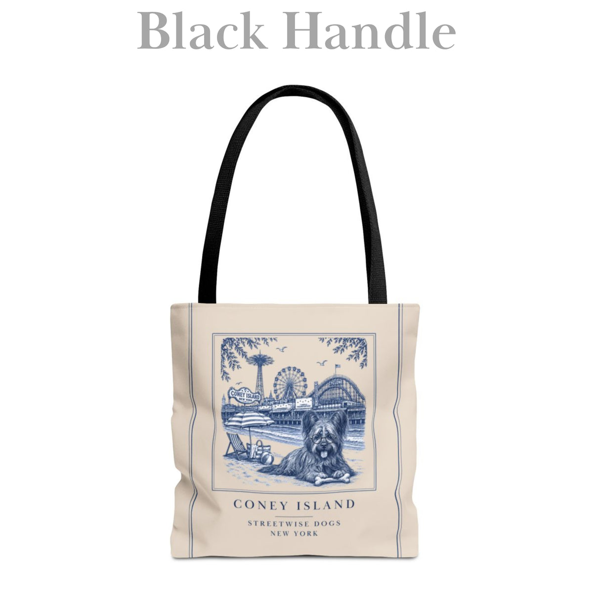 Coney Island New York Skye Terrier: Durable Tote Bag